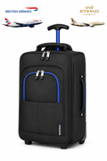 5 Cities Hand Luggage Cabin Bag 55x40x20cm 1.4Kg Black Blue Trim