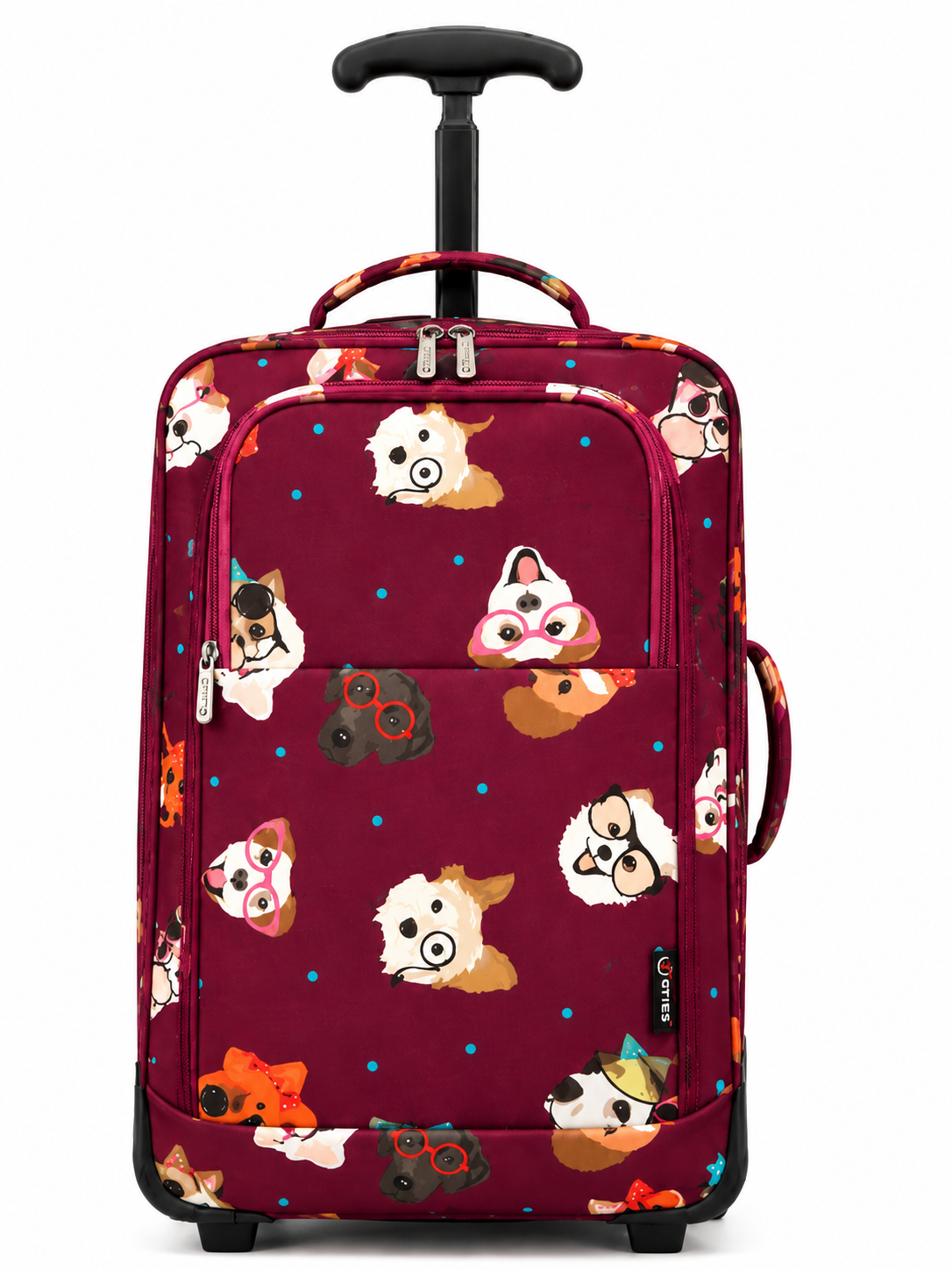 5 Cities Hand Luggage Cabin Bag (55x40x20cm)  Doggie Burgundy