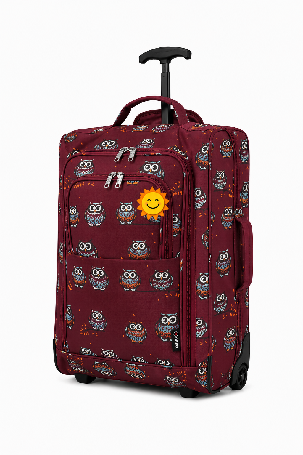 5 Cities Hand Luggage Cabin Bag (55x40x20cm) Owl Burgundy
