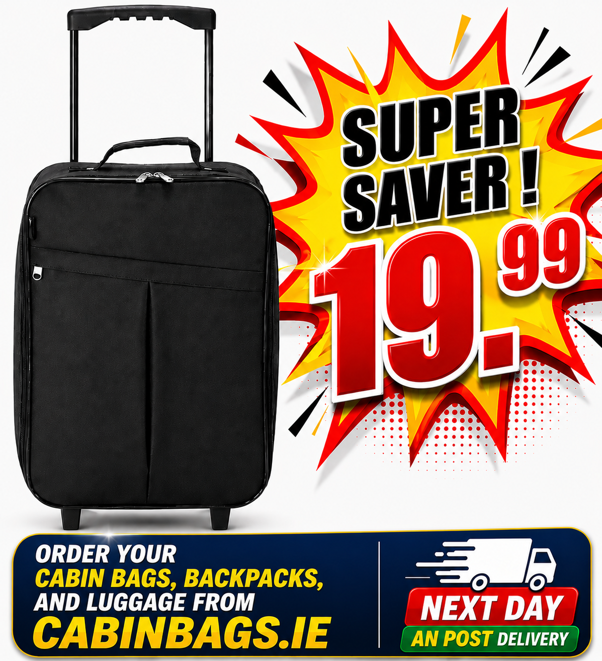 Benzi 55x35x20cm Cabin Bag 1.3 Kg Black