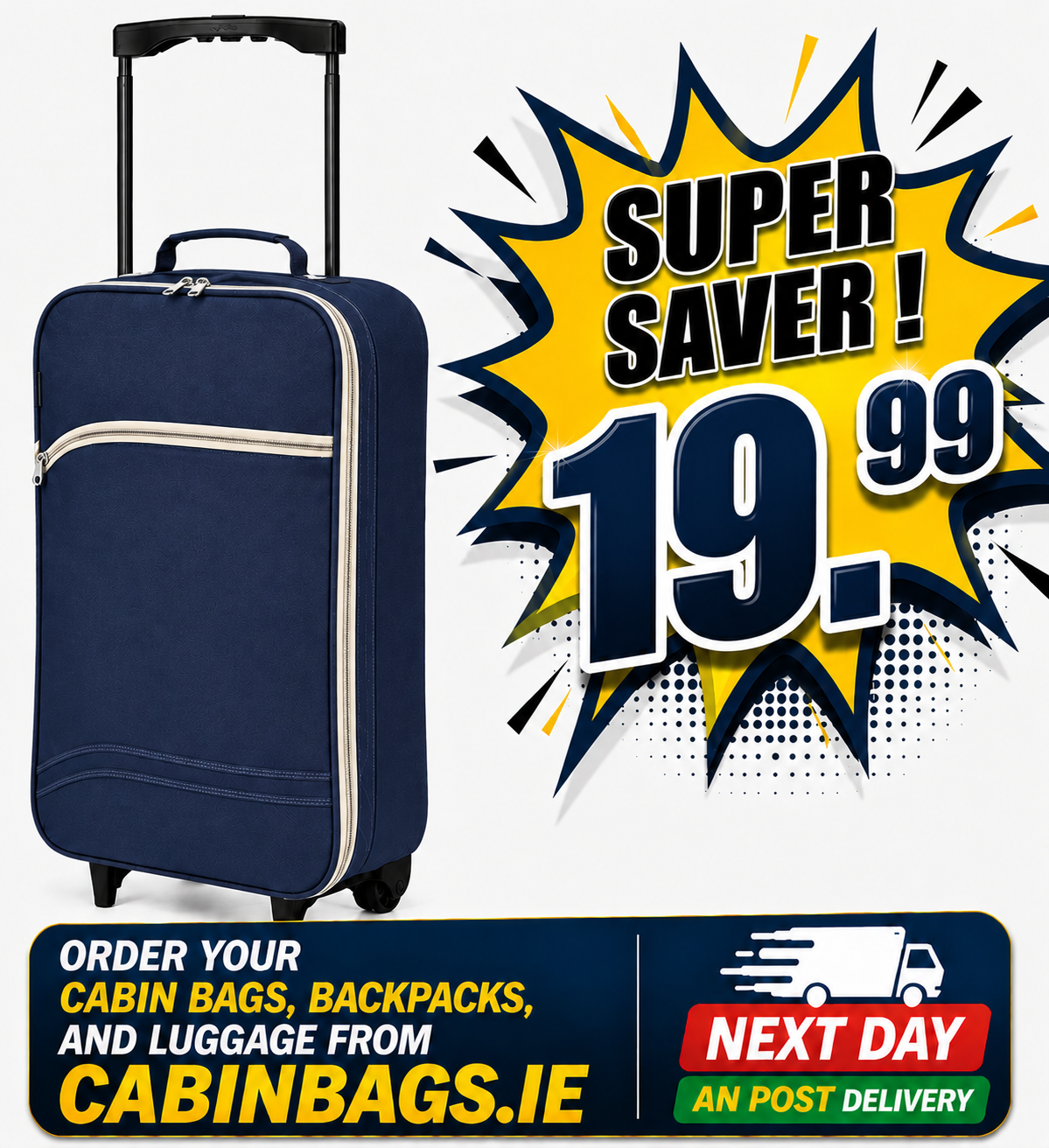 Benzi 55x35x20cm Cabin Bag 1.3 Kg Navy