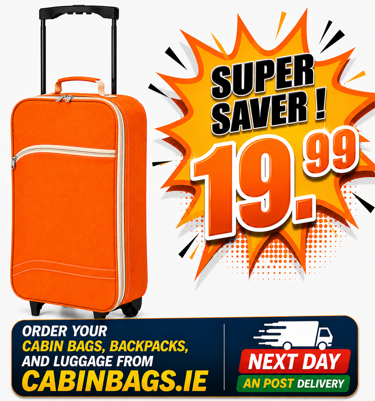 Benzi 55x35x20cm Cabin Bag 1.3 Kg Orange