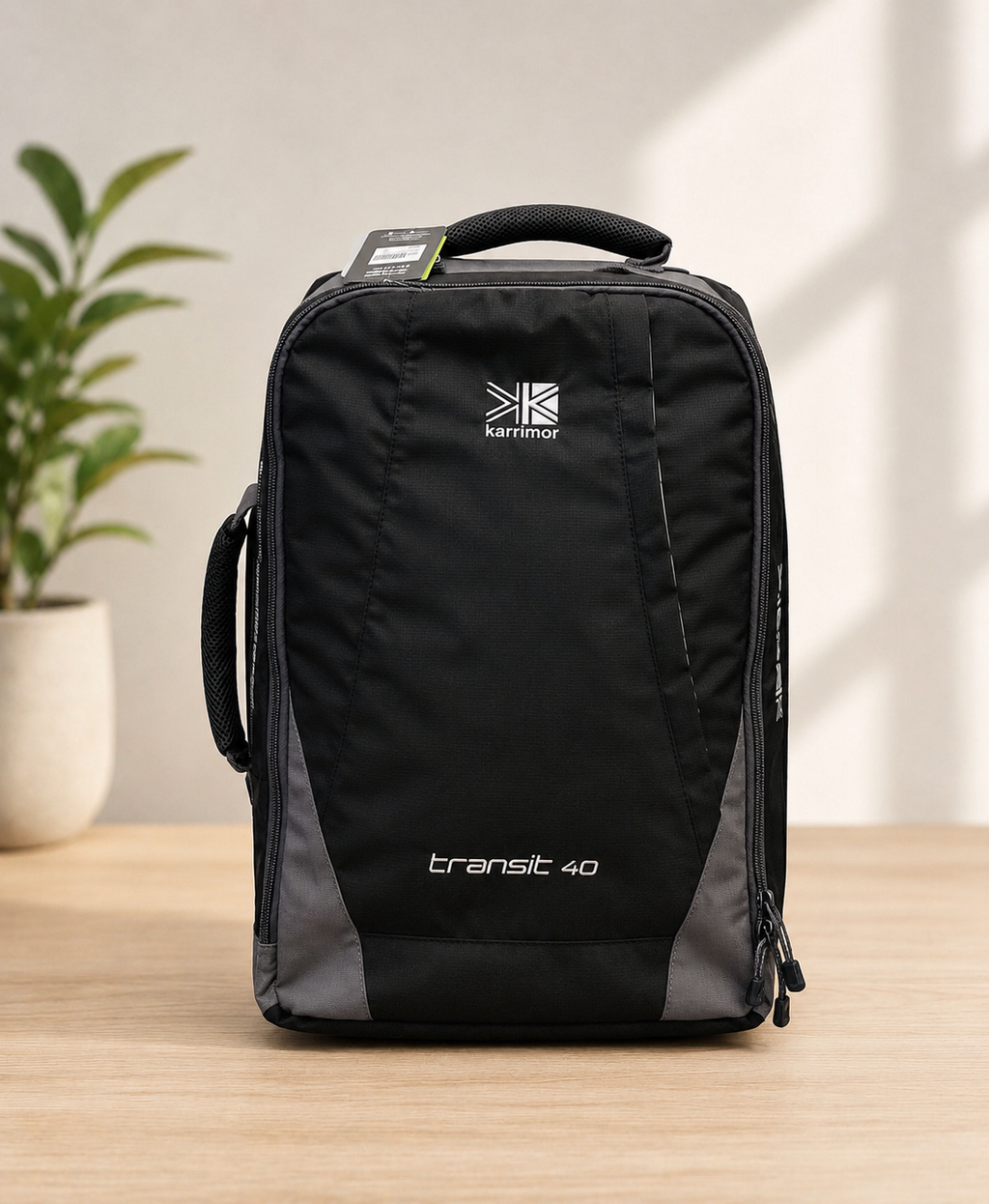 Carrimor Cabin Trolley Backpack 55x40x20cm Karrimor Transit 40 Litre  2.5 Kg  Black/Grey