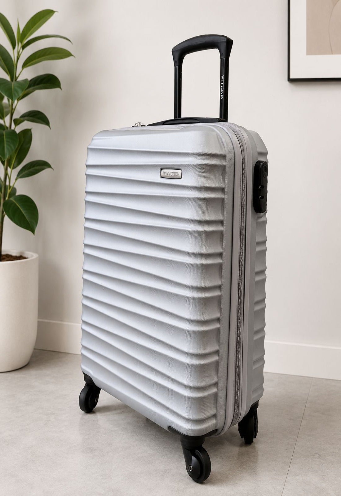 Full Size Overhead Hard-Shell Cabin Suitcase 55x40x20cm 2.55 Kg Wittchen Silver