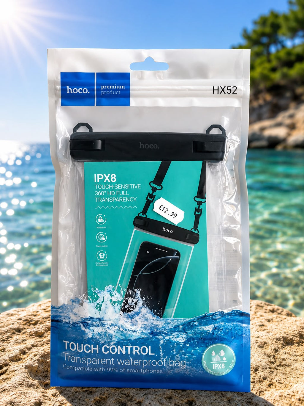 HOCO HX52 IPX8 Waterproof Phone Pouch – Universal Smartphone Dry Bag (Up to 7.2")
