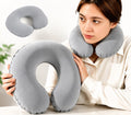 Premium Inflatable Travel Neck Pillow – Soft Ergonomic Air Cushion (Grey)