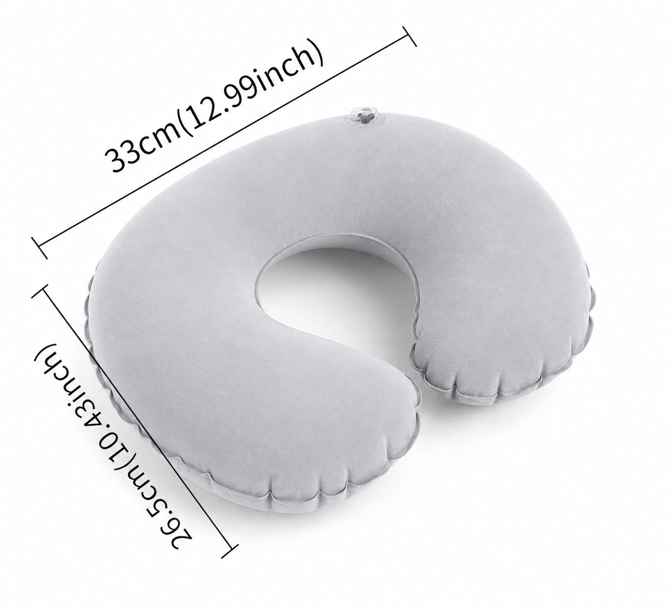 Premium Inflatable Travel Neck Pillow – Soft Ergonomic Air Cushion (Grey)