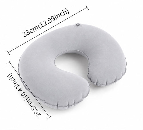 Premium Inflatable Travel Neck Pillow – Soft Ergonomic Air Cushion (Grey)