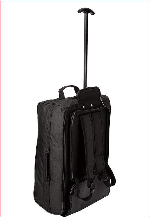 5 Cities 50cm Backpack Trolley Bag Carry On Lightweight Travel Cabin Approved with Shoulder Straps Wheels Suit Case Hand Luggage, Black, 50 cm